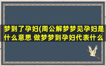 梦到了孕妇(周公解梦梦见孕妇是什么意思 做梦梦到孕妇代表什么好不好)